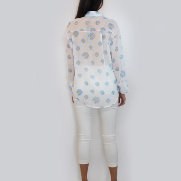 Beaded Daisy Button Down Blouse ST-823 - Picture 7 of 9